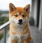 Shiba dog on balcony